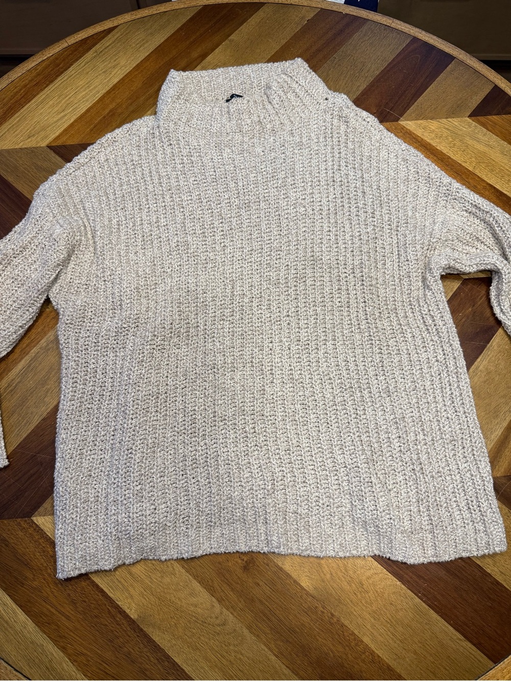 Eileen Fisher Taupe Textured Knit Sweater 100% Organic Cotton Medium